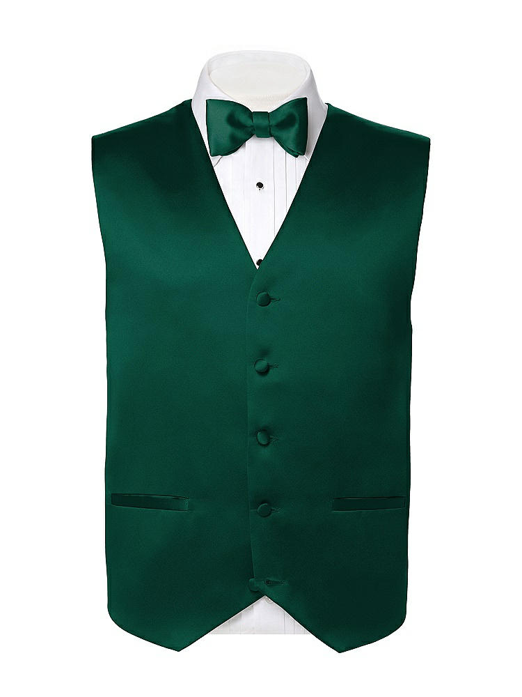 Back View - Hunter Green Matte Satin Tuxedo Vests by After Six