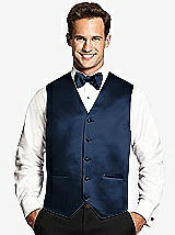 Front View Thumbnail - Midnight Navy Matte Satin Tuxedo Vests by After Six