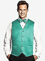 Front View Thumbnail - Pantone Turquoise Matte Satin Tuxedo Vests by After Six