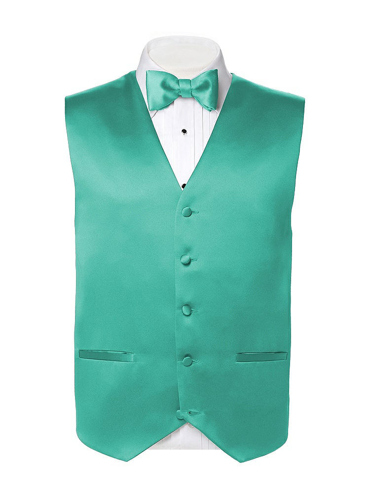 Back View - Pantone Turquoise Matte Satin Tuxedo Vests by After Six