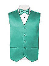 Rear View Thumbnail - Pantone Turquoise Matte Satin Tuxedo Vests by After Six