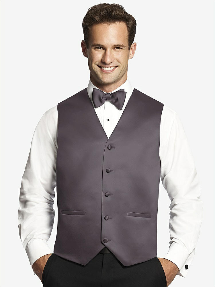 Front View - Stormy Matte Satin Tuxedo Vests by After Six