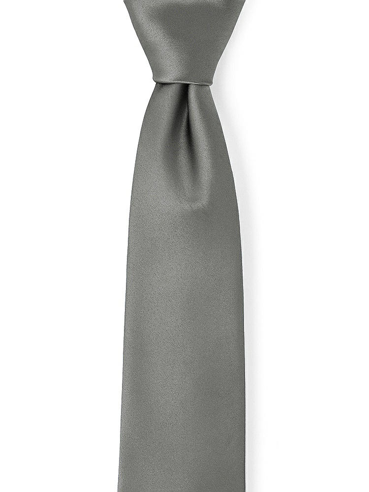 Front View - Charcoal Gray Matte Satin Neckties by After Six