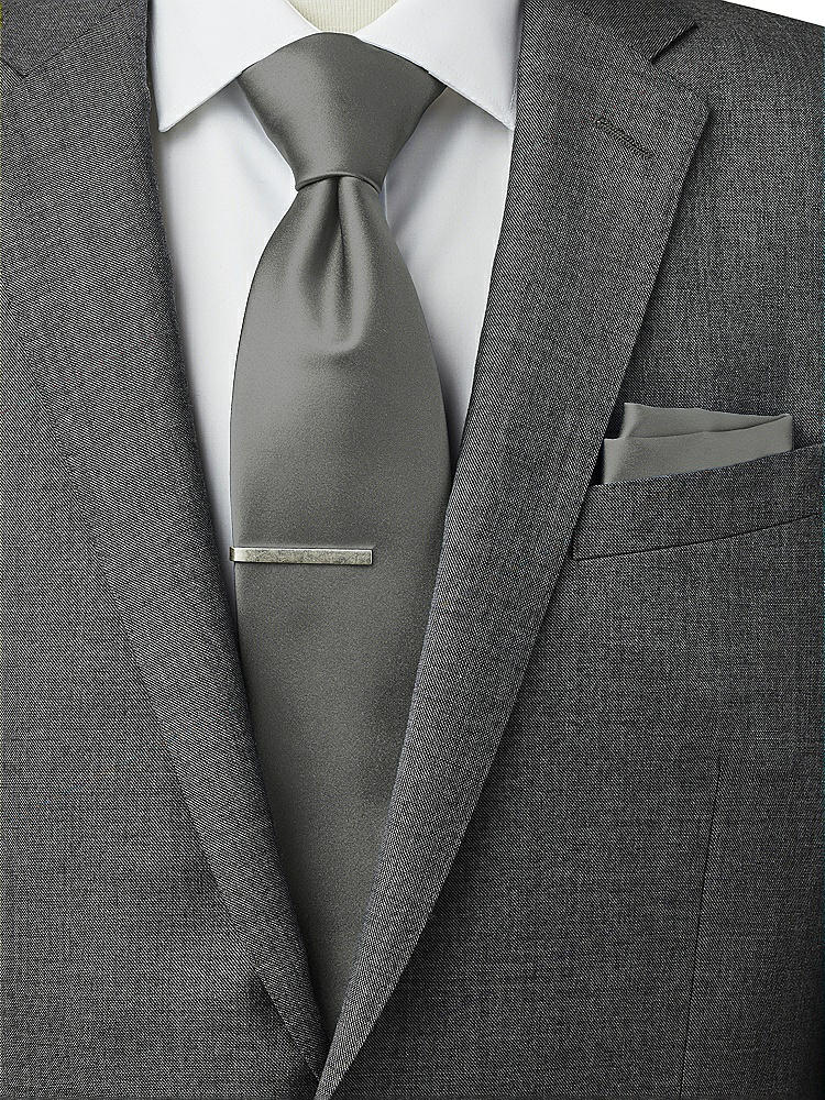 Back View - Charcoal Gray Matte Satin Pocket Squares by After Six