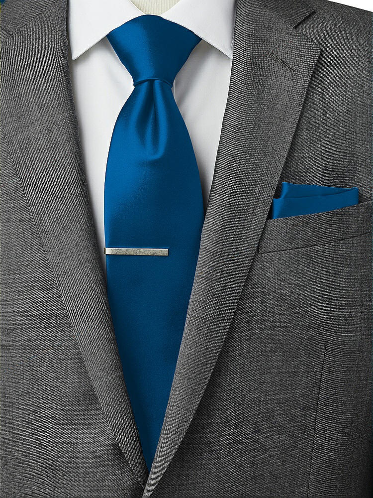 Back View - Cerulean Matte Satin Pocket Squares by After Six