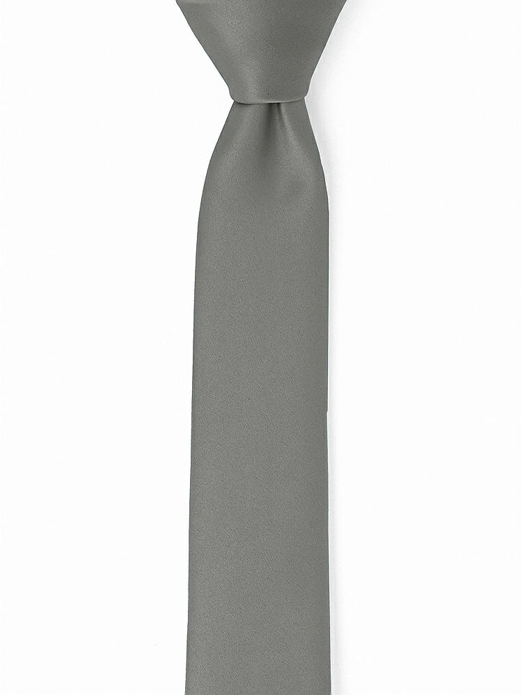 Front View - Charcoal Gray Matte Satin Narrow Ties by After Six