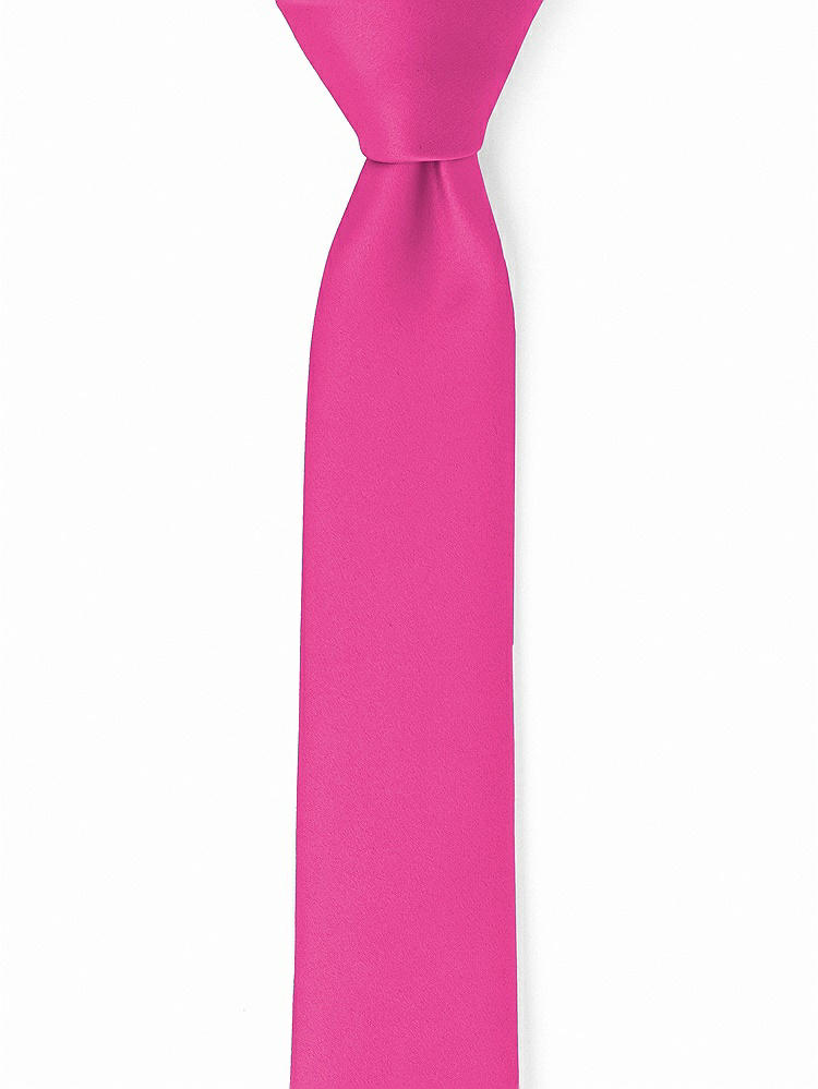 Front View - Fuchsia Matte Satin Narrow Ties by After Six