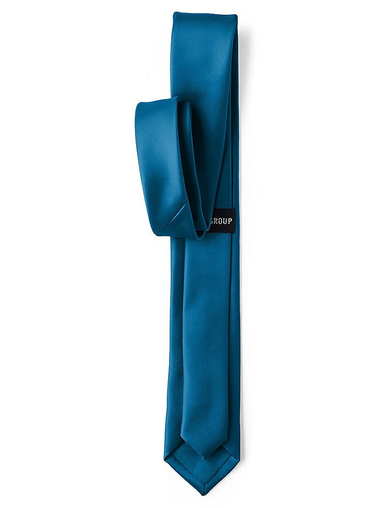 Back View - Ocean Blue Matte Satin Narrow Ties by After Six