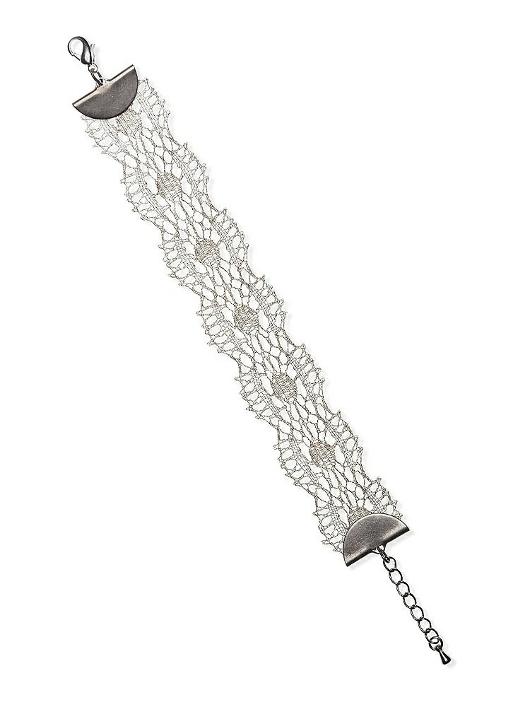 Front View - Silver French Metallic Lace Bracelet