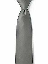 Front View Thumbnail - Charcoal Gray Matte Satin Boy's 14" Zip Necktie by After Six