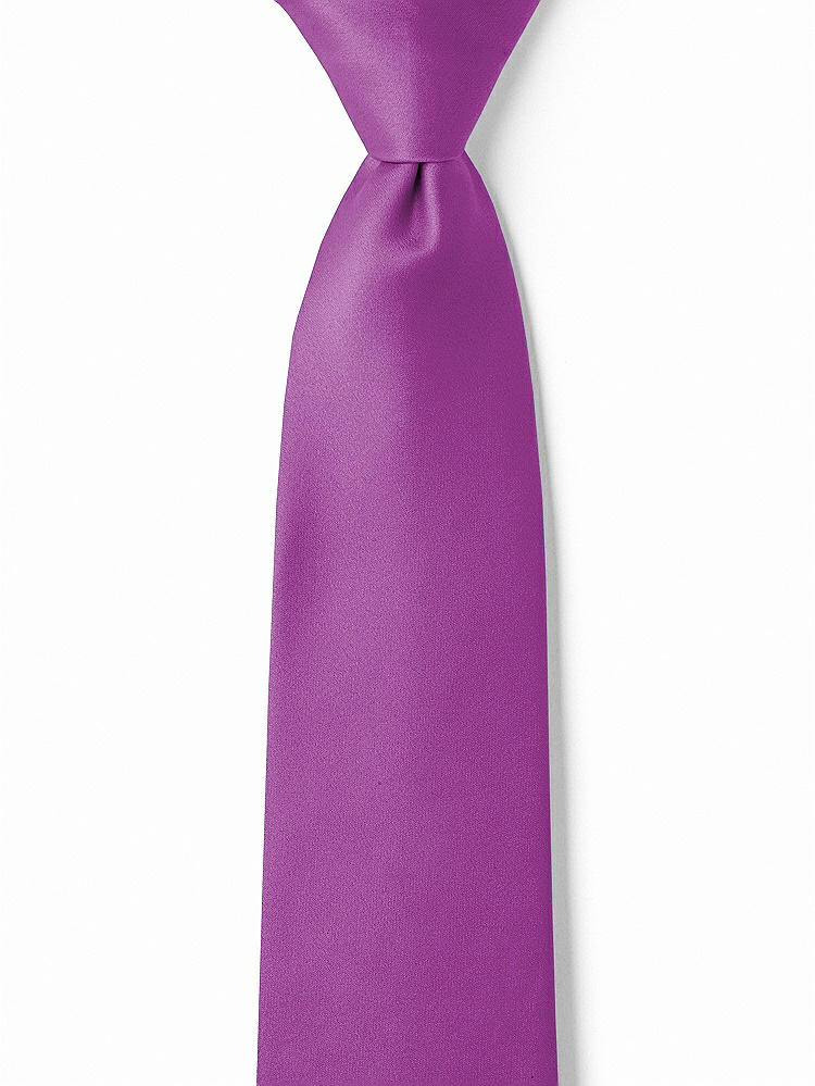 Front View - Orchid Matte Satin Boy's 14" Zip Necktie by After Six