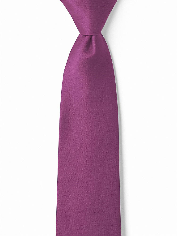 Front View - Radiant Orchid Matte Satin Boy's 14" Zip Necktie by After Six