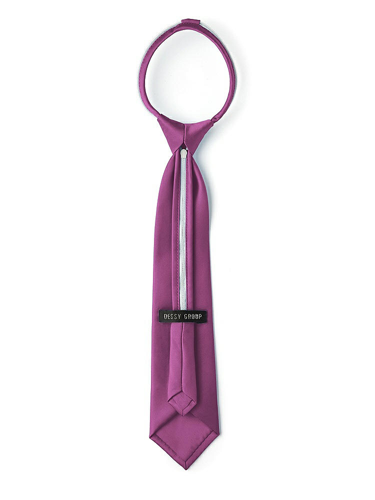 Back View - Radiant Orchid Matte Satin Boy's 14" Zip Necktie by After Six
