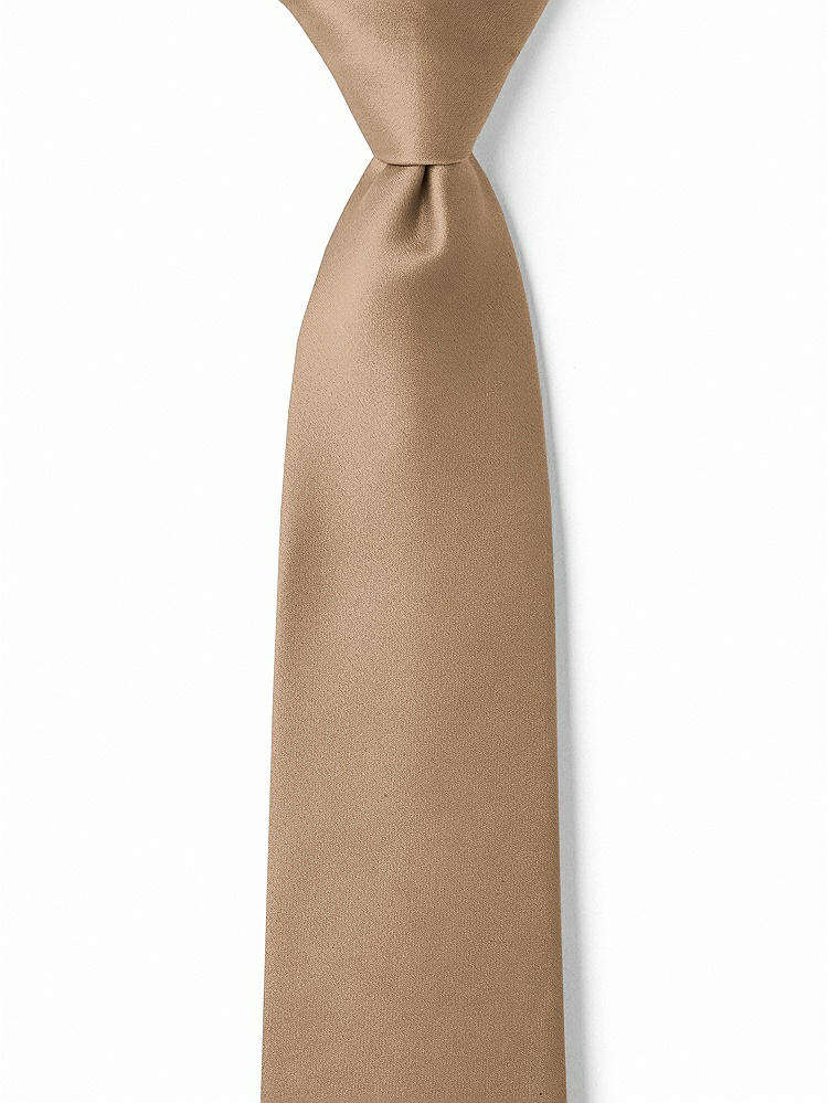 Front View - Cappuccino Matte Satin Boy's 14" Zip Necktie by After Six