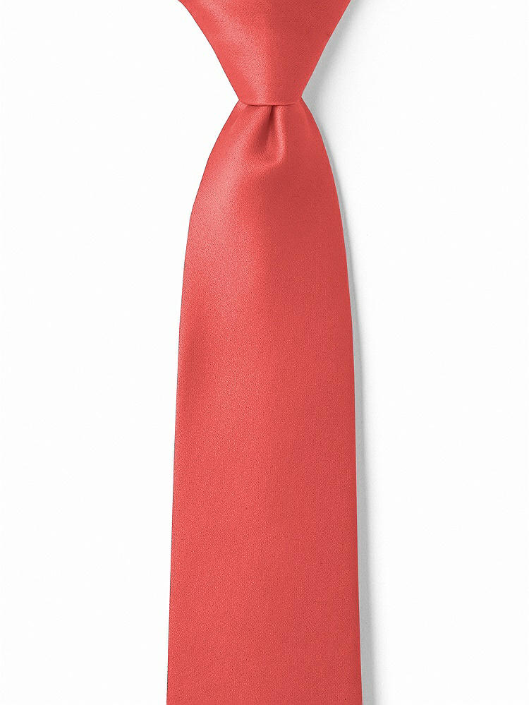Front View - Perfect Coral Matte Satin Boy's 14" Zip Necktie by After Six