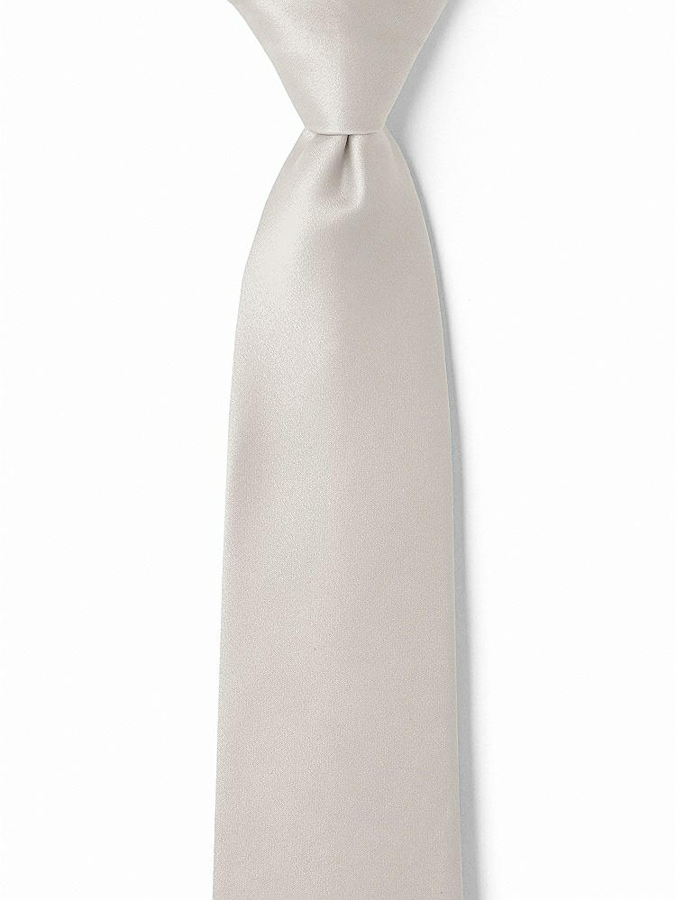 Front View - Oyster Matte Satin Boy's 14" Zip Necktie by After Six