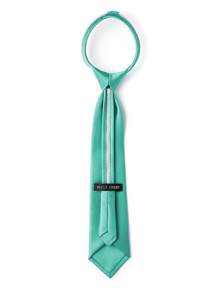 Back View - Pantone Turquoise Matte Satin Boy's 14" Zip Necktie by After Six