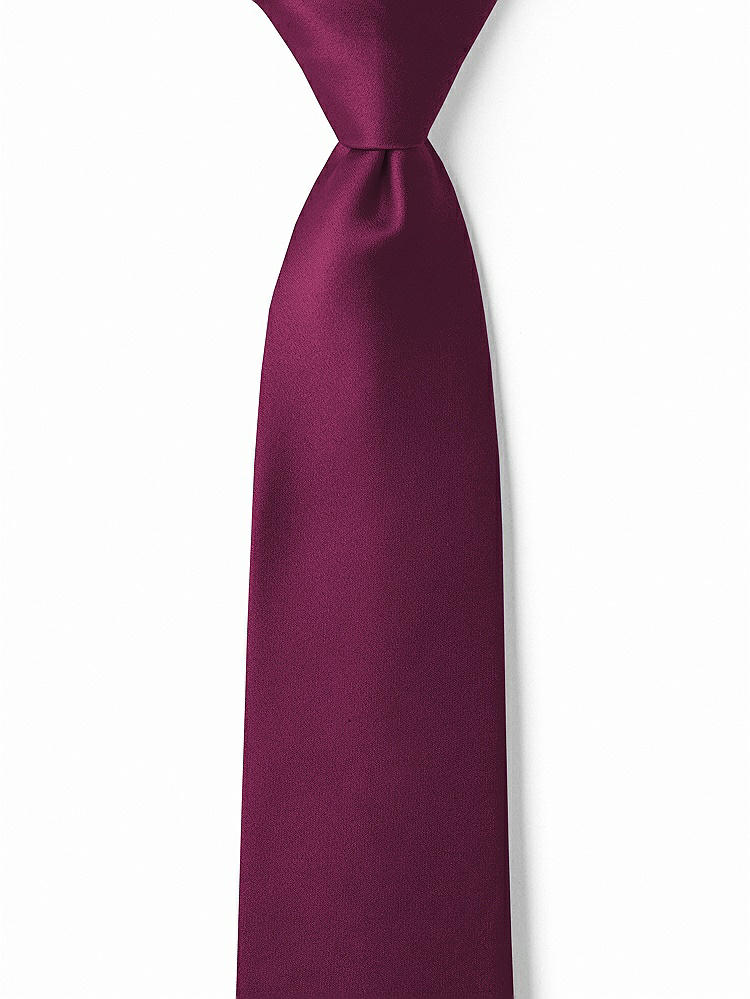 Front View - Ruby Matte Satin Boy's 14" Zip Necktie by After Six