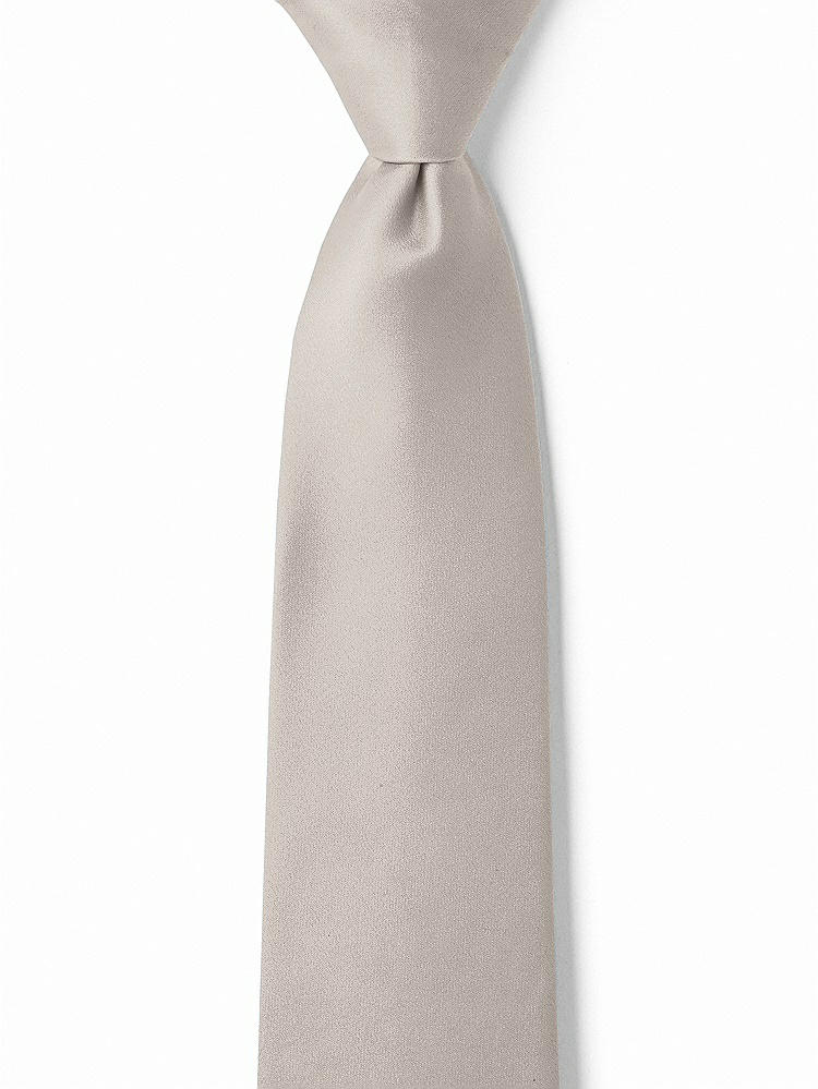 Front View - Taupe Matte Satin Boy's 14" Zip Necktie by After Six