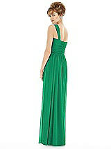 Rear View Thumbnail - Pantone Emerald One Shoulder Assymetrical Draped Bodice Dress