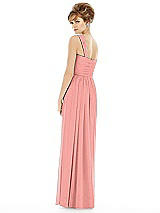 Rear View Thumbnail - Apricot One Shoulder Assymetrical Draped Bodice Dress