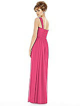 Rear View Thumbnail - Forever Pink One Shoulder Assymetrical Draped Bodice Dress