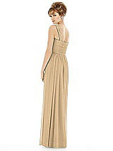 Rear View Thumbnail - Golden One Shoulder Assymetrical Draped Bodice Dress