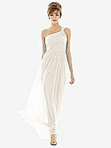 Front View Thumbnail - Ivory One Shoulder Assymetrical Draped Bodice Dress