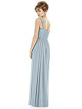 Rear View Thumbnail - Mist One Shoulder Assymetrical Draped Bodice Dress