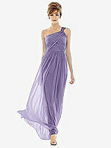 Front View Thumbnail - Passion One Shoulder Assymetrical Draped Bodice Dress