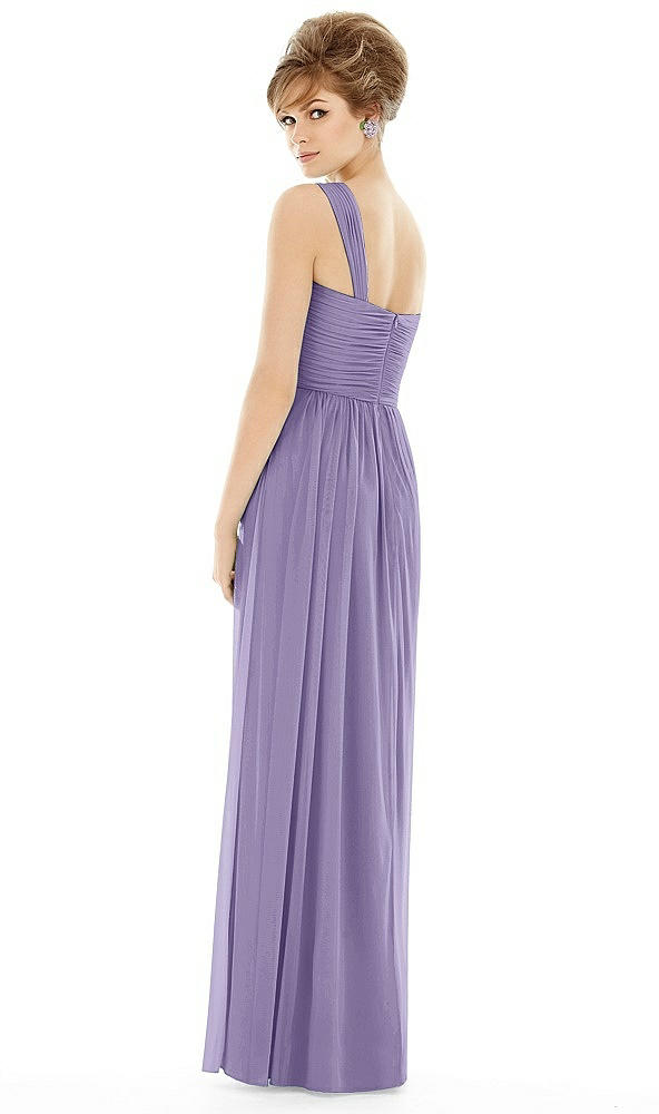 Back View - Passion One Shoulder Assymetrical Draped Bodice Dress