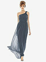 Front View Thumbnail - Silverstone One Shoulder Assymetrical Draped Bodice Dress