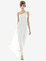 Front View Thumbnail - White One Shoulder Assymetrical Draped Bodice Dress