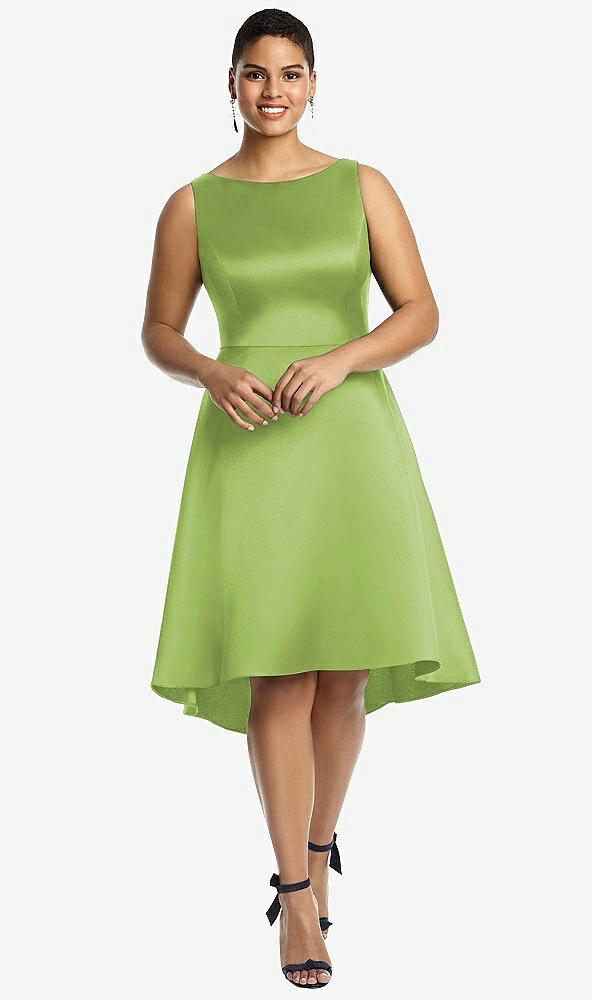 Front View - Mojito Bateau Neck Satin High Low Cocktail Dress