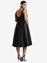 Rear View Thumbnail - Black Bateau Neck Satin High Low Cocktail Dress