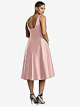 Rear View Thumbnail - Rose - PANTONE Rose Quartz Bateau Neck Satin High Low Cocktail Dress