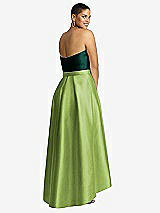 Rear View Thumbnail - Mojito & Evergreen Strapless Satin High Low Dress with Pockets