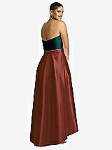Rear View Thumbnail - Auburn Moon & Evergreen Strapless Satin High Low Dress with Pockets
