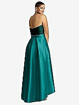 Rear View Thumbnail - Jade & Evergreen Strapless Satin High Low Dress with Pockets