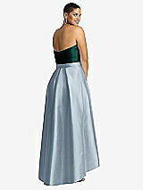 Rear View Thumbnail - Mist & Evergreen Strapless Satin High Low Dress with Pockets