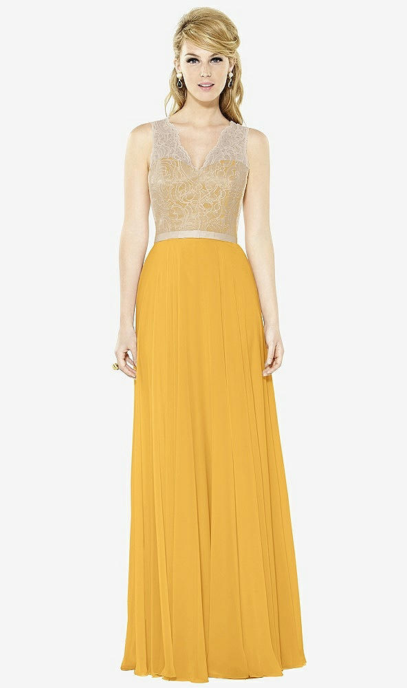 Front View - NYC Yellow & Cameo After Six Bridesmaid Dress 6715