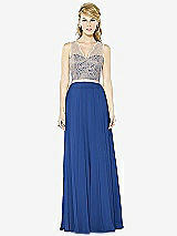 Front View Thumbnail - Classic Blue & Cameo After Six Bridesmaid Dress 6715