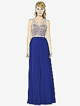 Front View Thumbnail - Cobalt Blue & Cameo After Six Bridesmaid Dress 6715