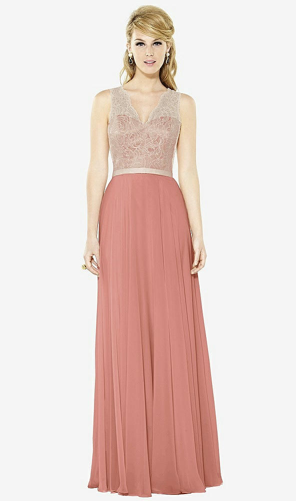 Front View - Desert Rose & Cameo After Six Bridesmaid Dress 6715