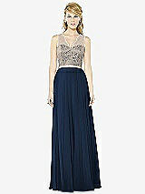 Front View Thumbnail - Midnight Navy & Cameo After Six Bridesmaid Dress 6715
