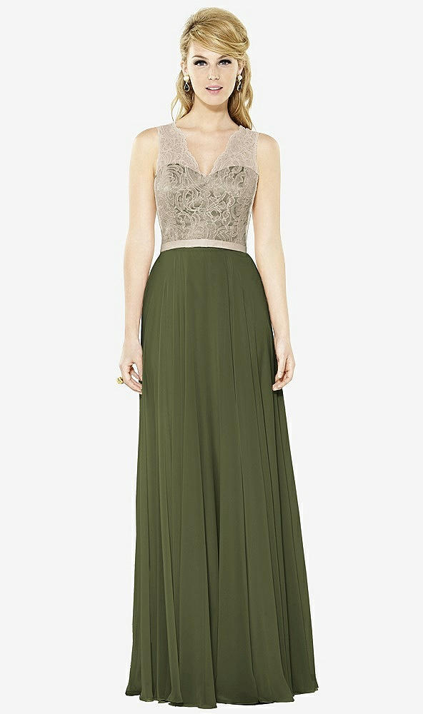 Front View - Olive Green & Cameo After Six Bridesmaid Dress 6715