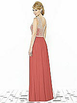 Rear View Thumbnail - Coral Pink & Cameo After Six Bridesmaid Dress 6715