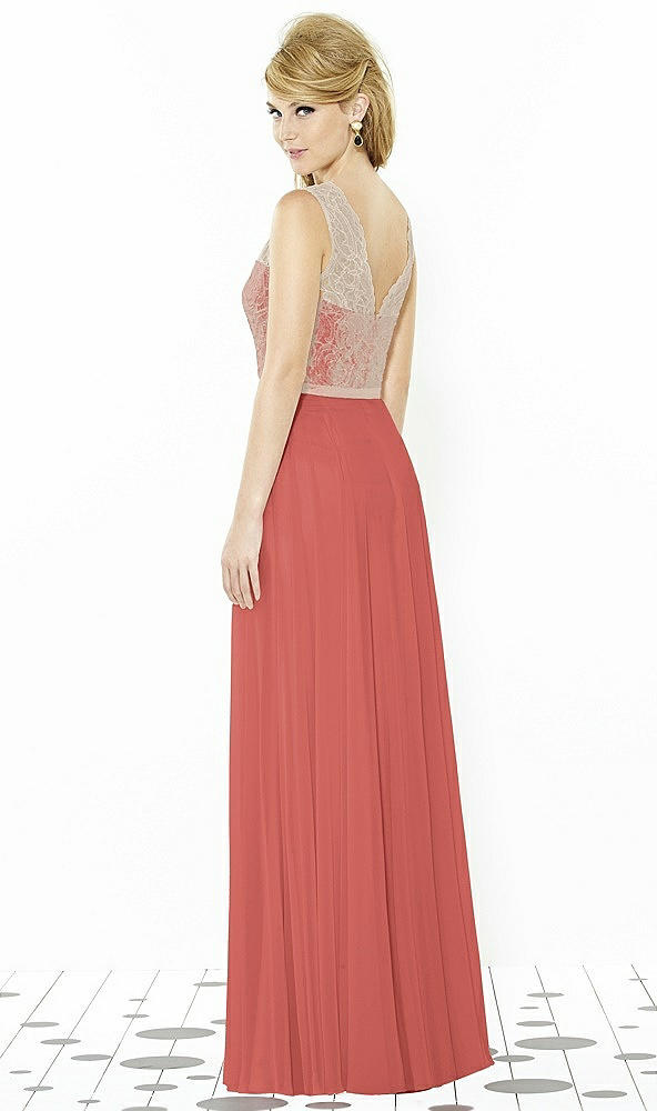 Back View - Coral Pink & Cameo After Six Bridesmaid Dress 6715