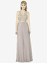 Front View Thumbnail - Taupe & Cameo After Six Bridesmaid Dress 6715