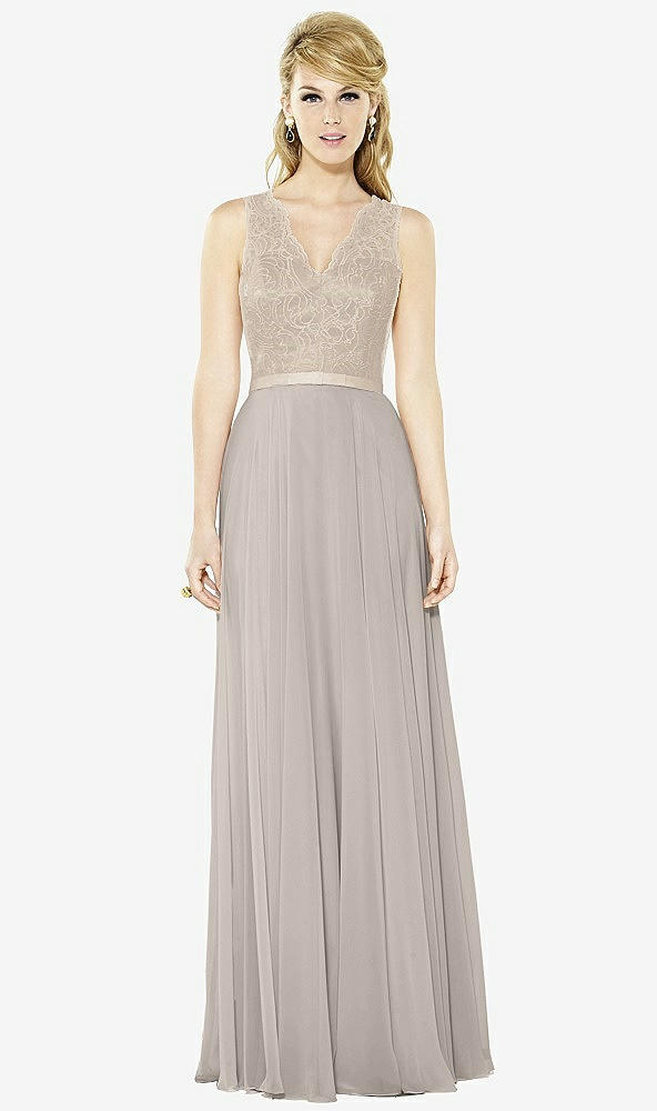 Front View - Taupe & Cameo After Six Bridesmaid Dress 6715